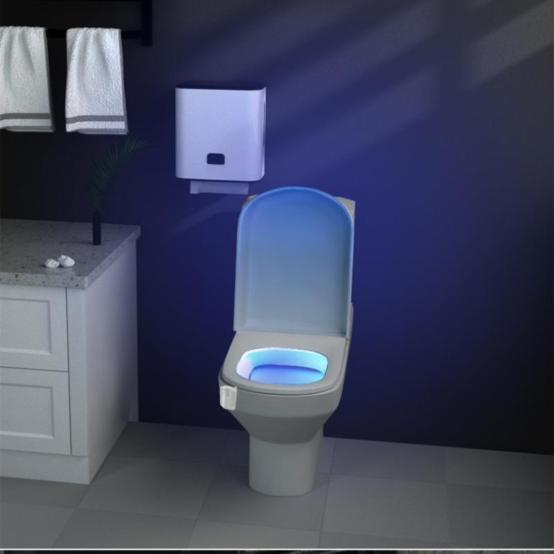 a toilet light shining